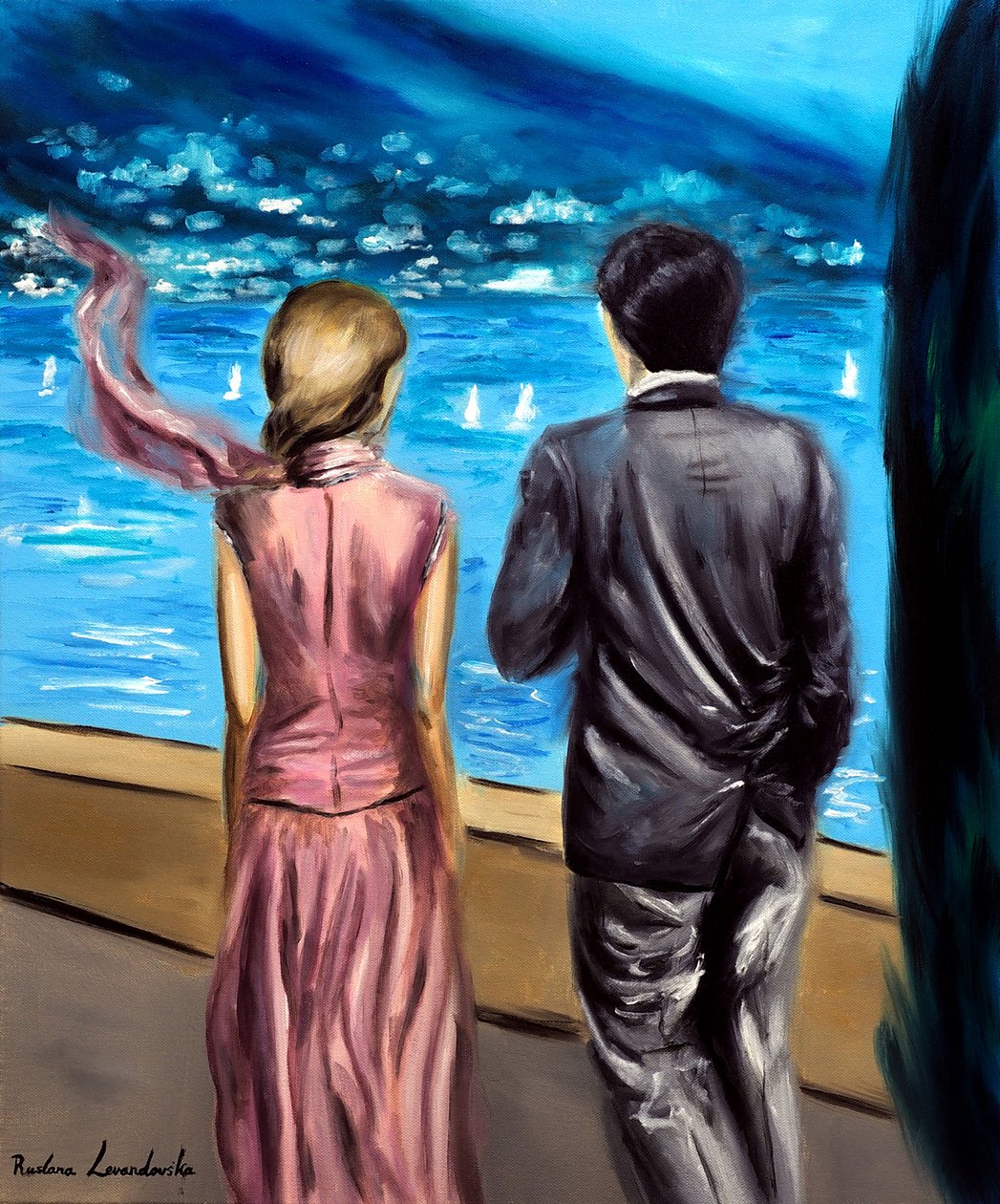 Wandeling in het Comomeer, 2025 (olieverf op doek) door Ruslana Levandovska