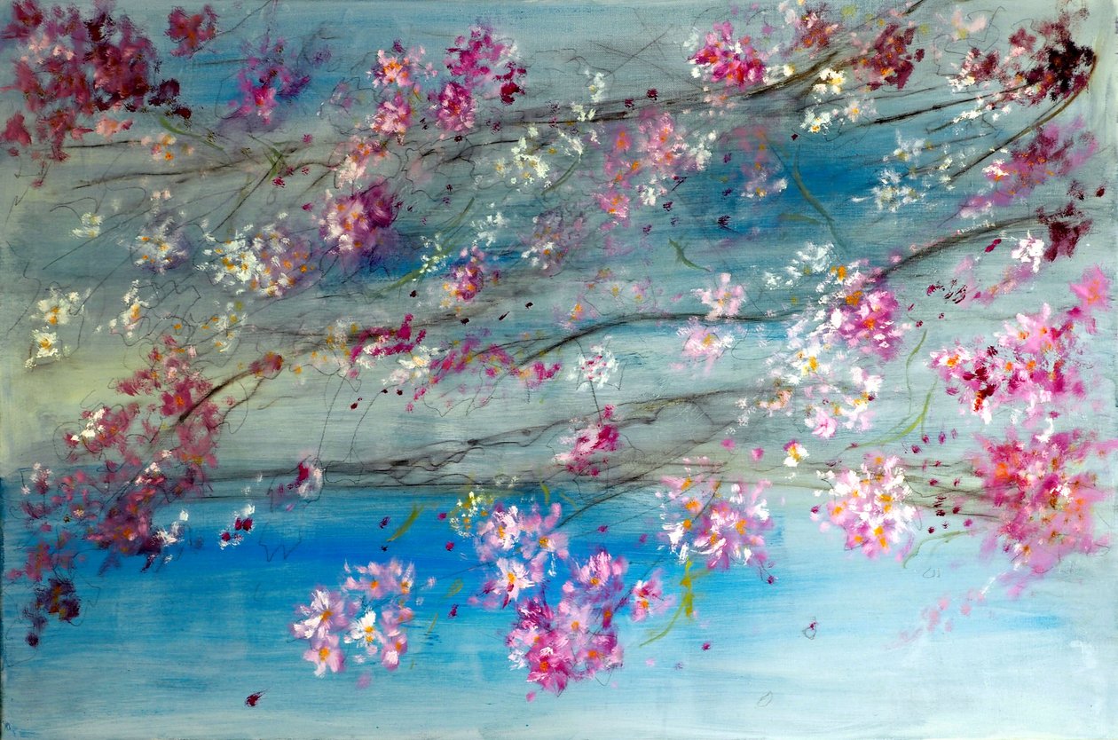 Bloeiende Kersenbloesems van Japan, 2020 door Ruslana Levandovska