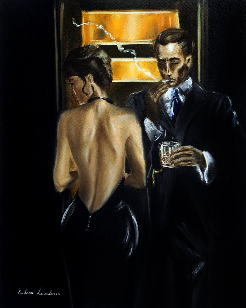 Rook en zijde, 2025 (olieverf op doek) door Ruslana Levandovska