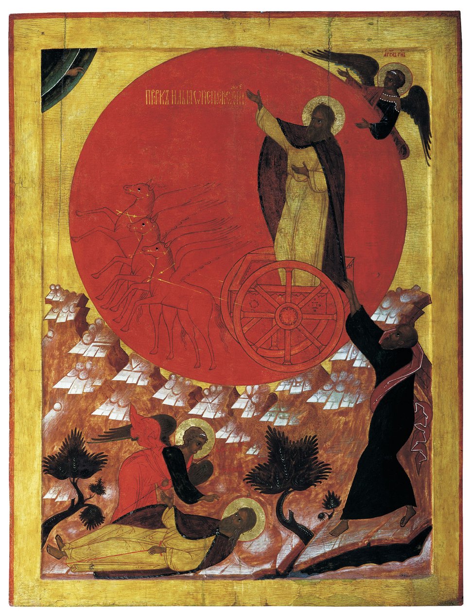 De Profeet Elia en de Vurige Wagen, ca. 1570 door Russian School