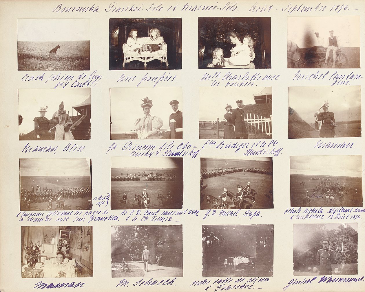 De Russische Keizerlijke Familie, pagina uit een fotoalbum, ca. 1897-99 door Russian Photographer