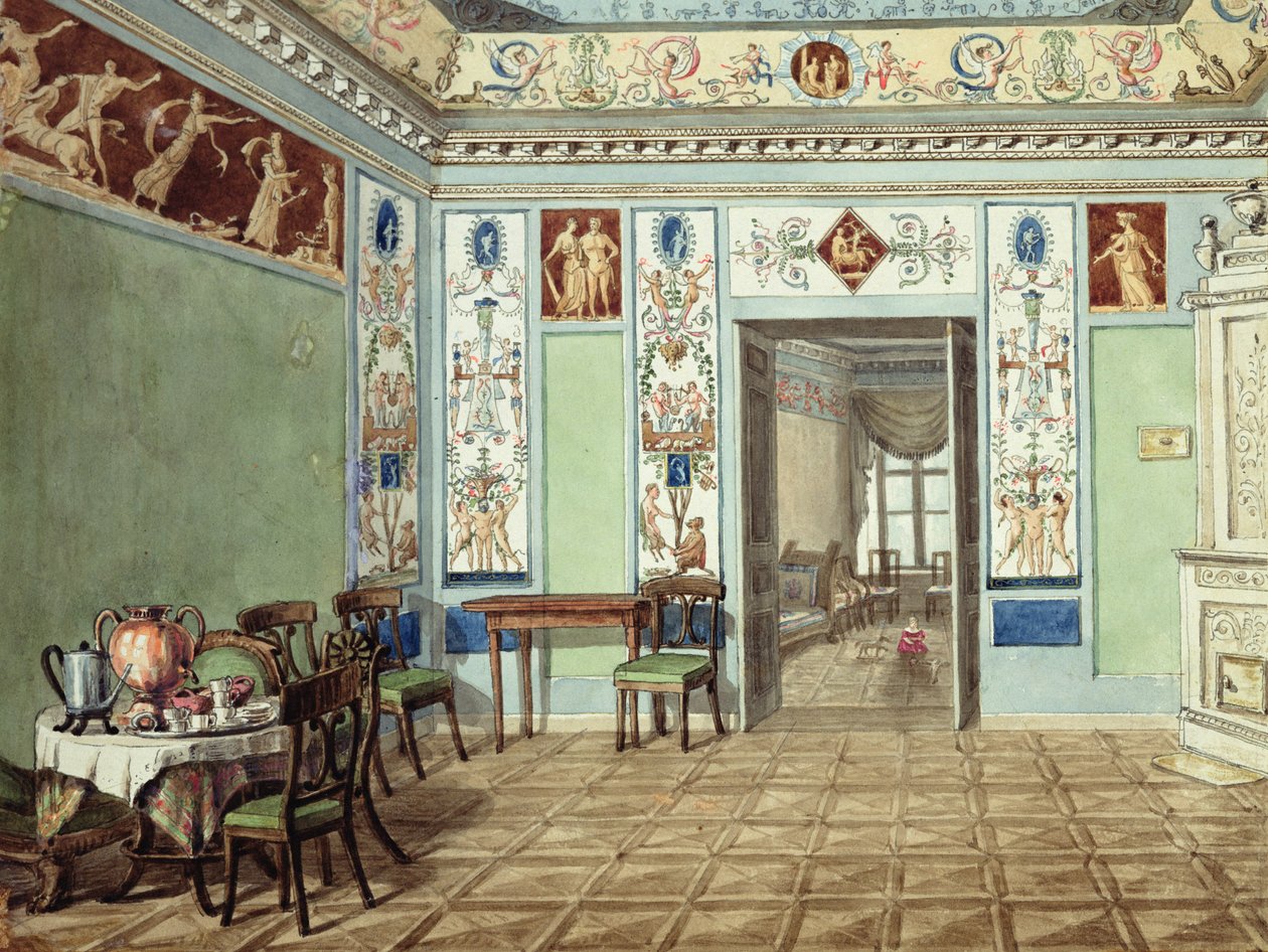 Neoklassieke Etruskische Ontbijtkamer, 1820 door Russian School