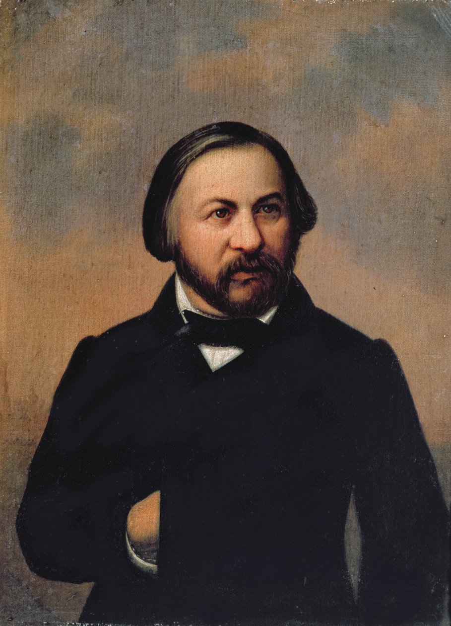 Portret van Mikhail Ivanovich Glinka (1804-57), 1850s door Russian School