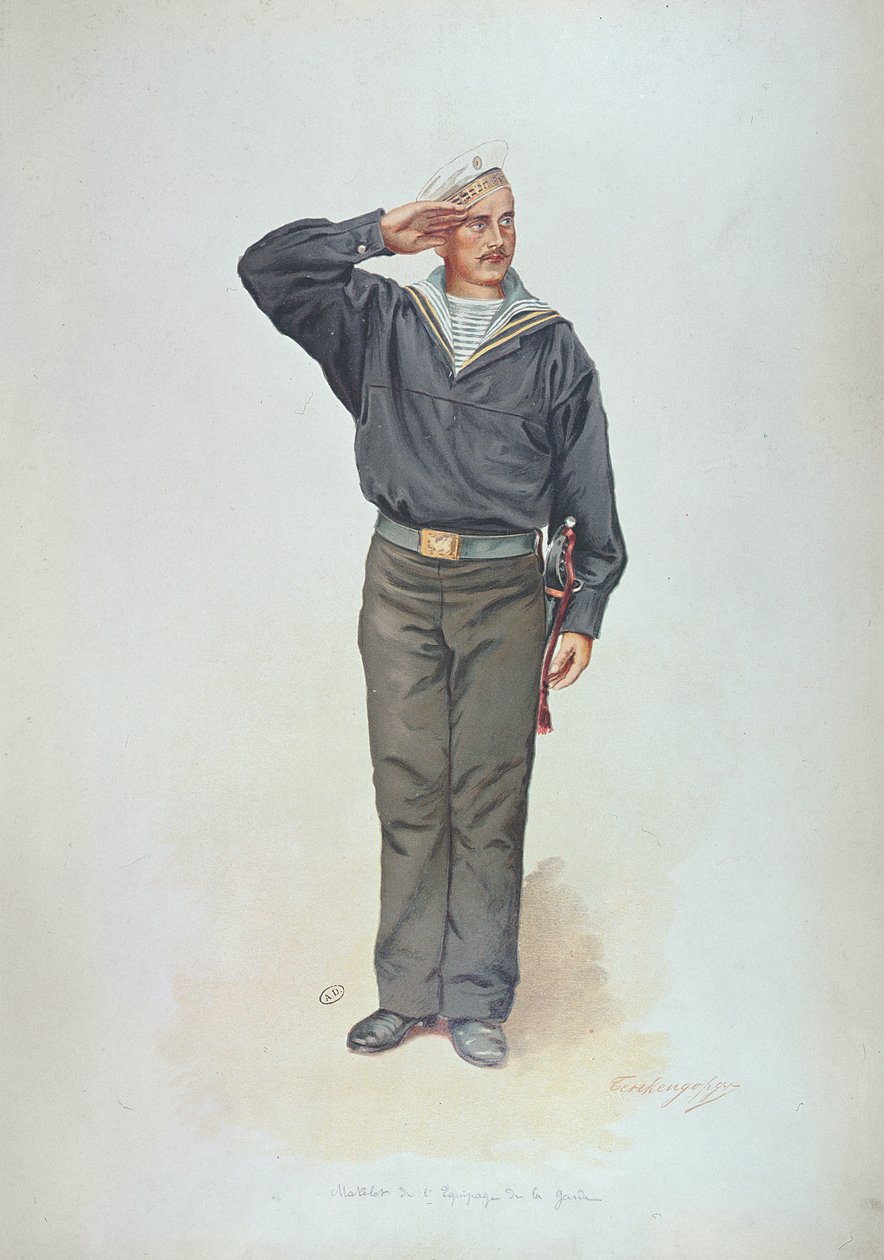 Russische matroos in het uniform van de Russische marine aan het einde van de negentiende eeuw door Russian School