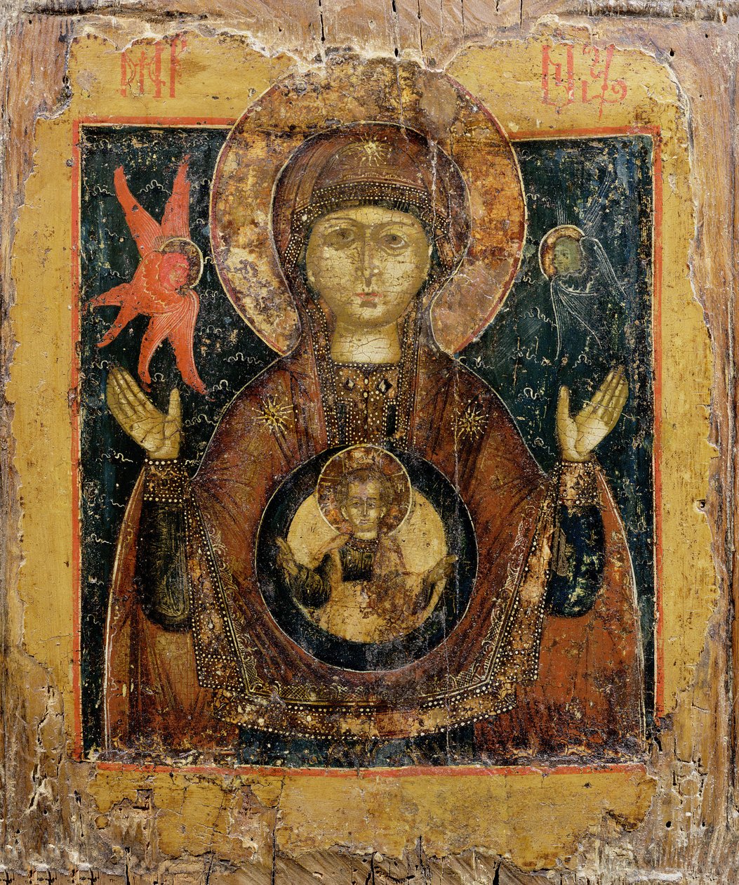 De Moeder Gods van het Teken, icoon, late 17e eeuw door Russian School