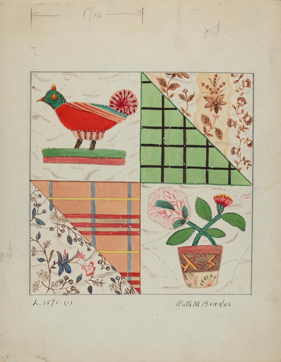 Applicatie Quilt, c. 1936 door Ruth M Barnes