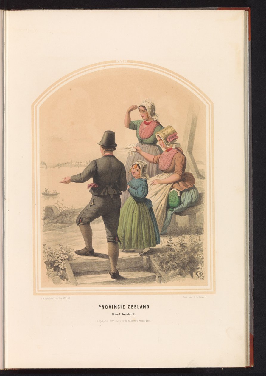 Klederdracht van Noord-Beveland in Zeeland, 1857 door Ruurt de Vries