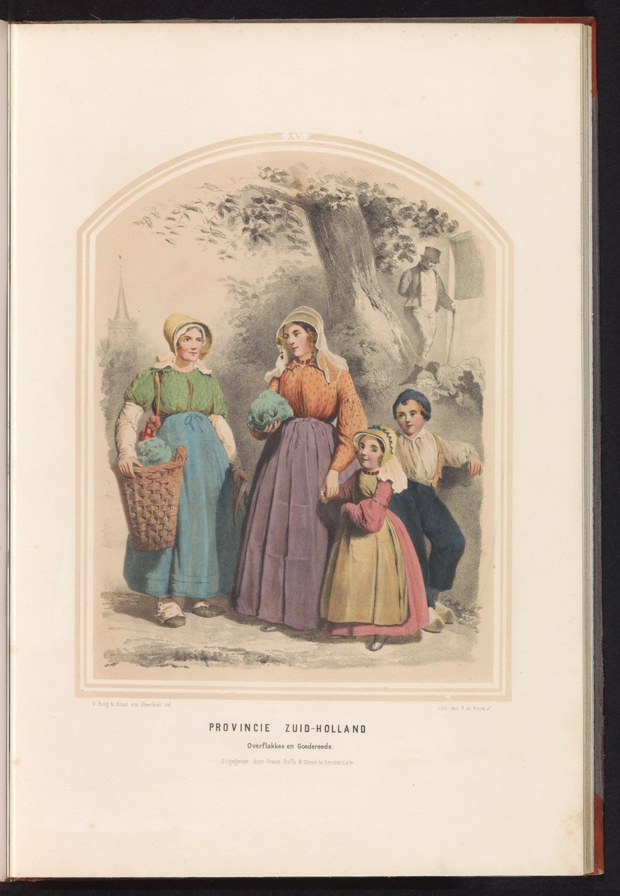Klederdracht van Overflakkee en Goedereede in Zuid-Holland, 1857 door Ruurt de Vries