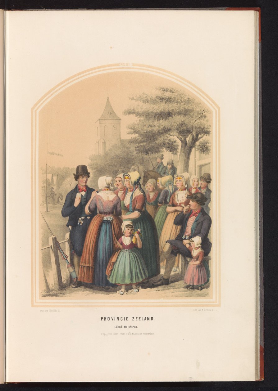 Klederdracht van het eiland Walcheren in Zeeland, 1857 door Ruurt de Vries