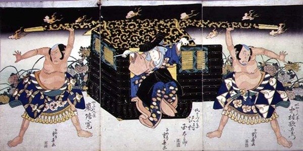 Een scène uit de 4e akte van een kabuki-toneelstuk, 