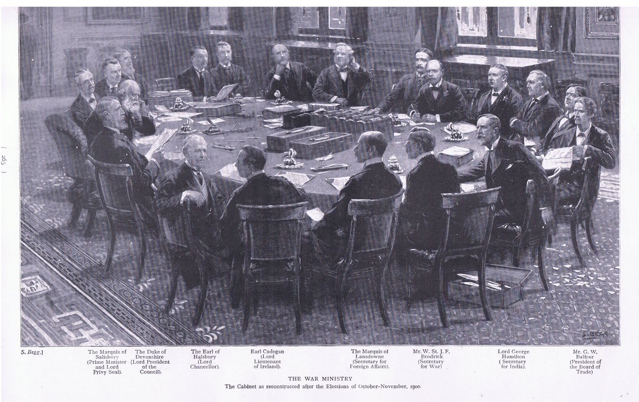 Het Ministerie van Oorlog, uit After Pretoria: The Guerilla War gepubliceerd door Harmsworth Bros Limited, 1901 door S. Begg