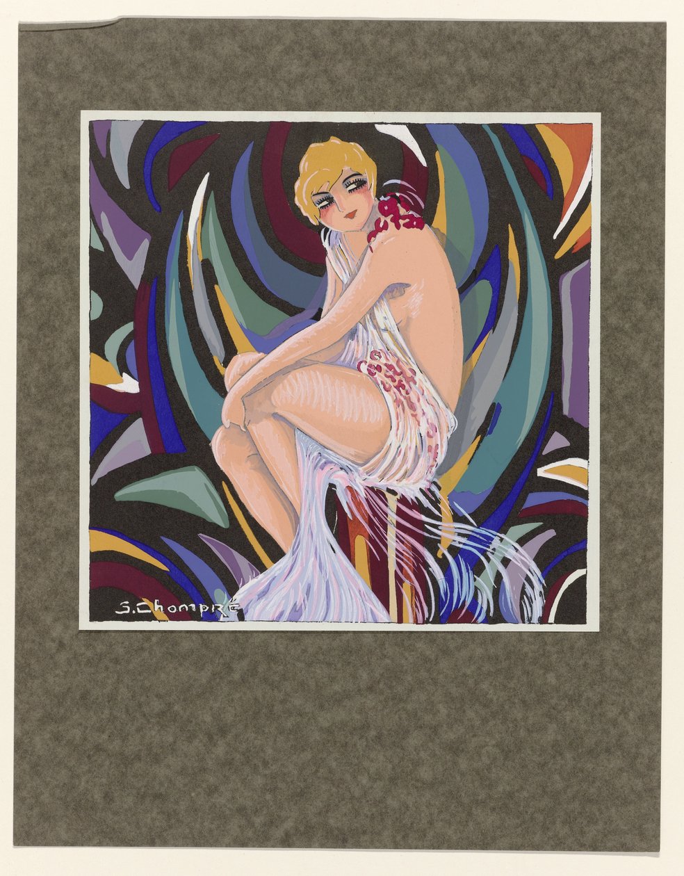 Moderne vrouwen, 1926: Zittende vrouw, met draperie door S Chompré