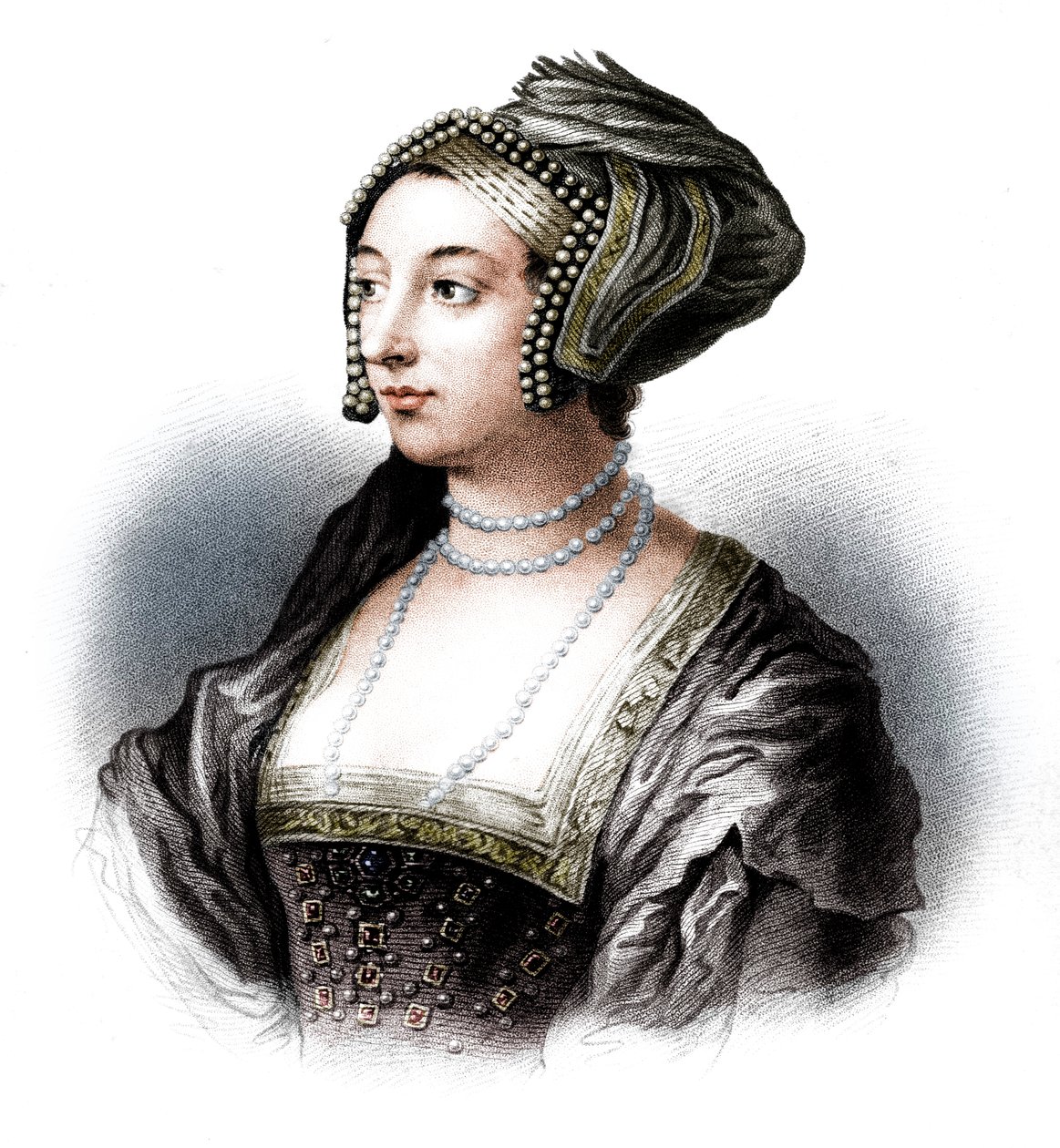 Anne Boleyn, tweede vrouw van Hendrik VIII, 19e eeuw door S. Freeman