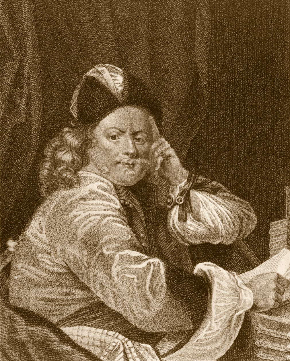 Thomas Killigrew, gegraveerd door J.J Van den Bergh door S. Harding