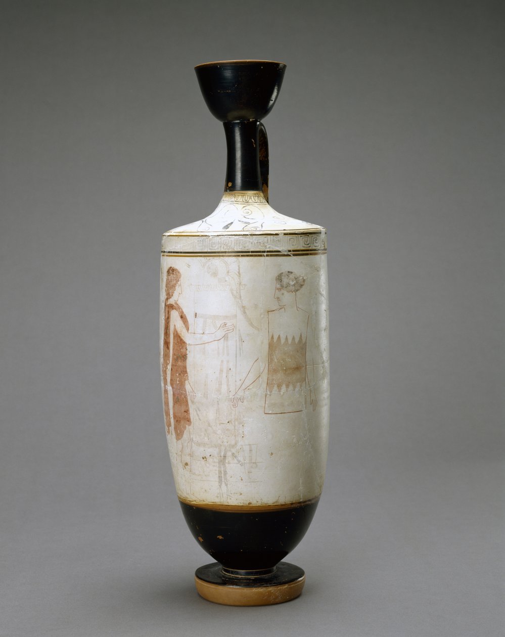 Witte grond Lekythos met jonge vrouw bij een graf door Sabouroff Painter (attr. to)