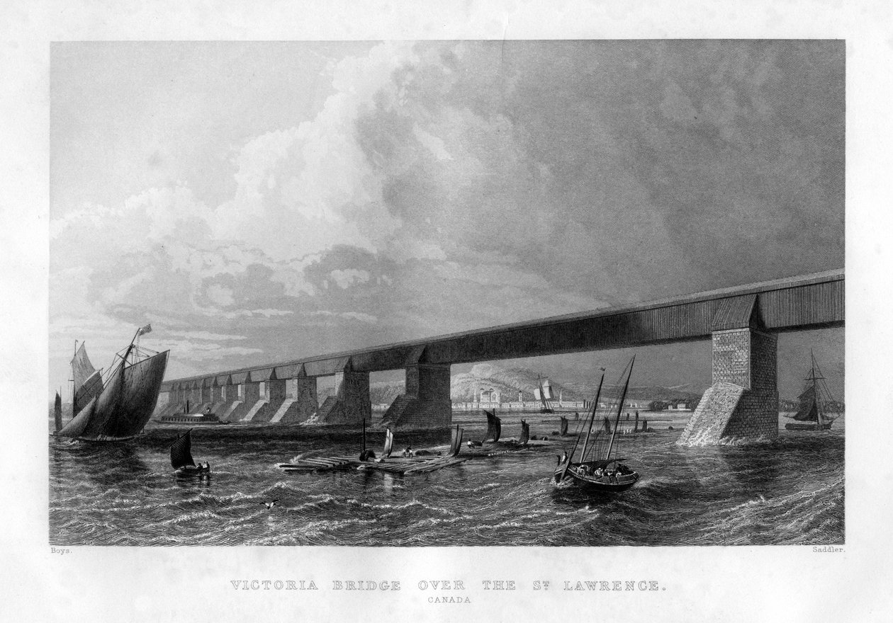 Victoria Bridge over de St. Lawrence, Canada, 1886 door Saddler