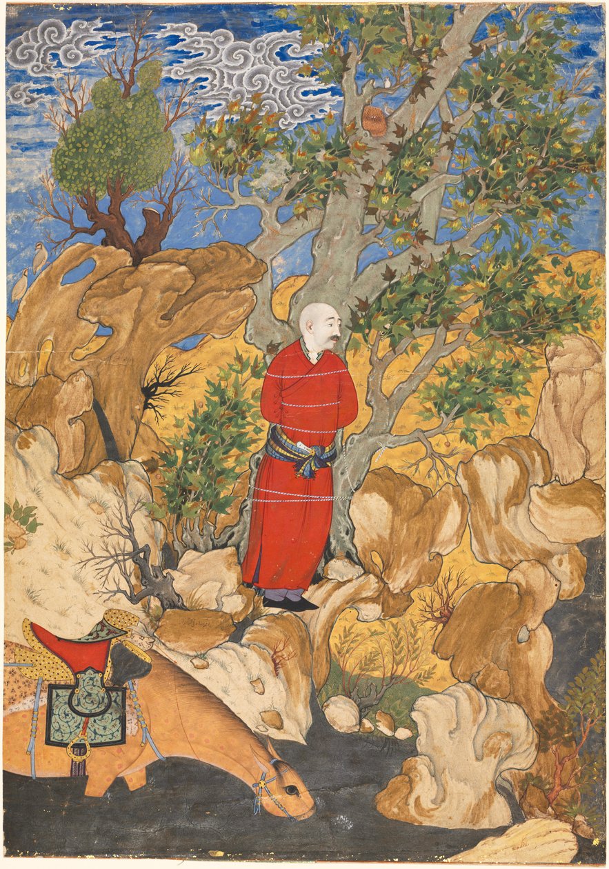Aulad Vastgebonden aan een Plataan, uit een Shahnama door Firdausi door Sadiqi Bek