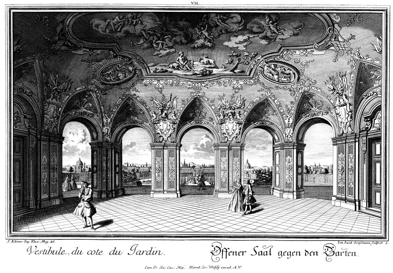 Uitzicht vanuit de Sala Terrena op de Tuin door Salomon Kleiner