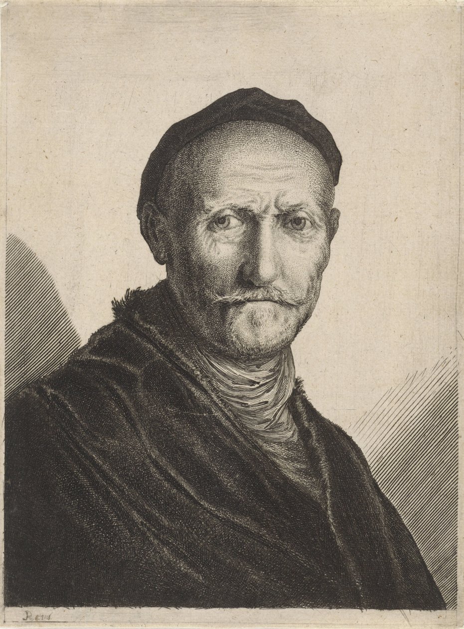 Portret van een oudere man met een baret op zijn hoofd door Salomon Savery