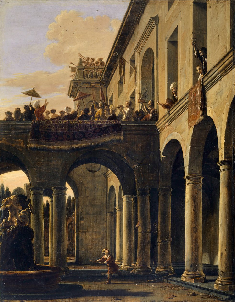 Simson vernietigt de tempel van Dagon door Salomon de Bray