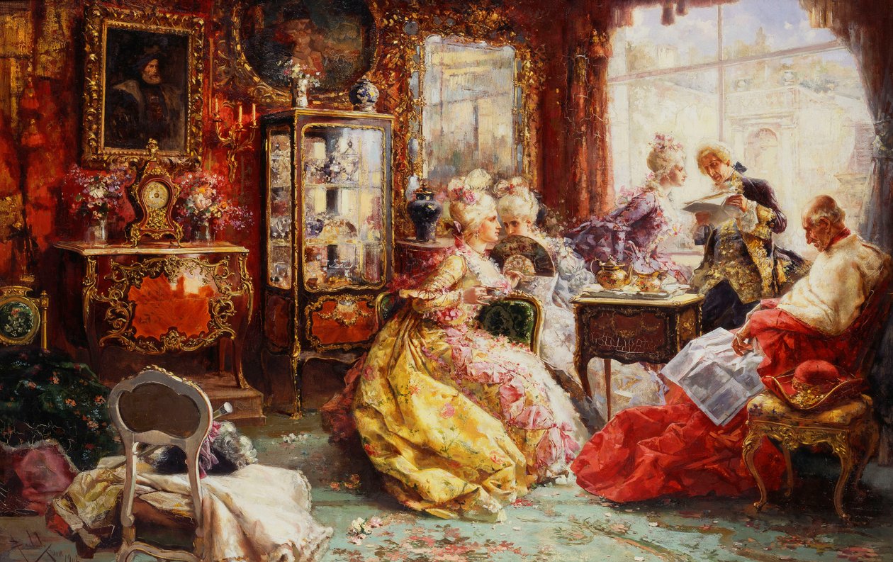 Een middag in de salon, 1902 door Salvador Sanchez Barbudo