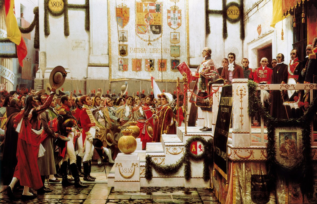 Afkondiging van de Grondwet van Cadiz, Spanje door Salvador Viniegra y Lasso de la Vega