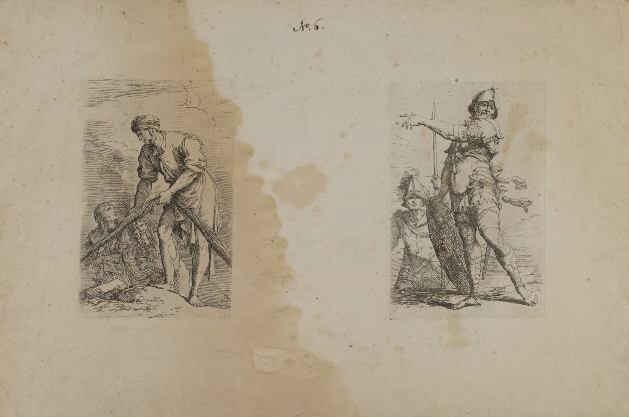 (Figurineserie) Man met zwaar touw door Salvator Rosa