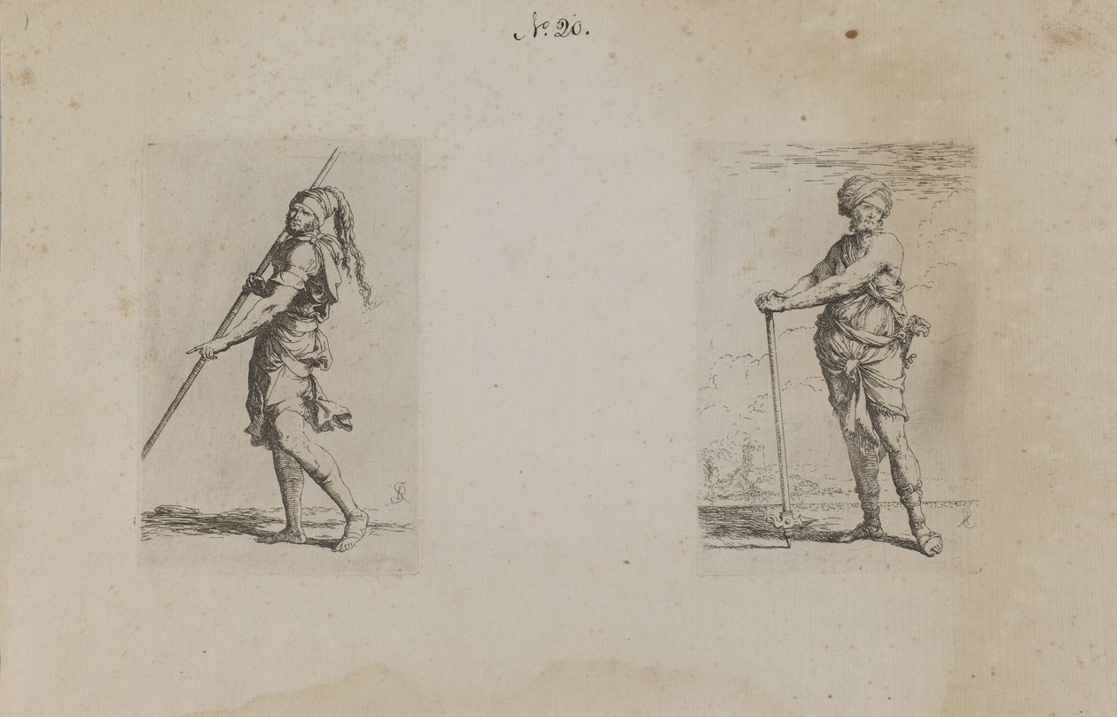 (Beeldjesreeks) Man met gepluimde hoed, zijaanzicht door Salvator Rosa