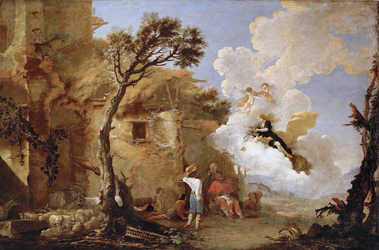 Astraea, Godin van de landbouw en vruchtbaarheid (schilderij op doek) door Salvator Rosa