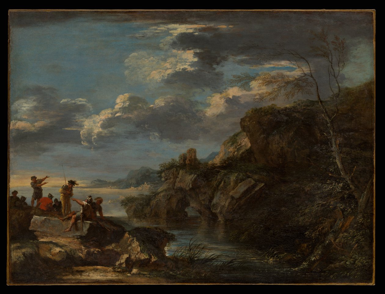 Bandieten aan een rotsachtige kust door Salvator Rosa