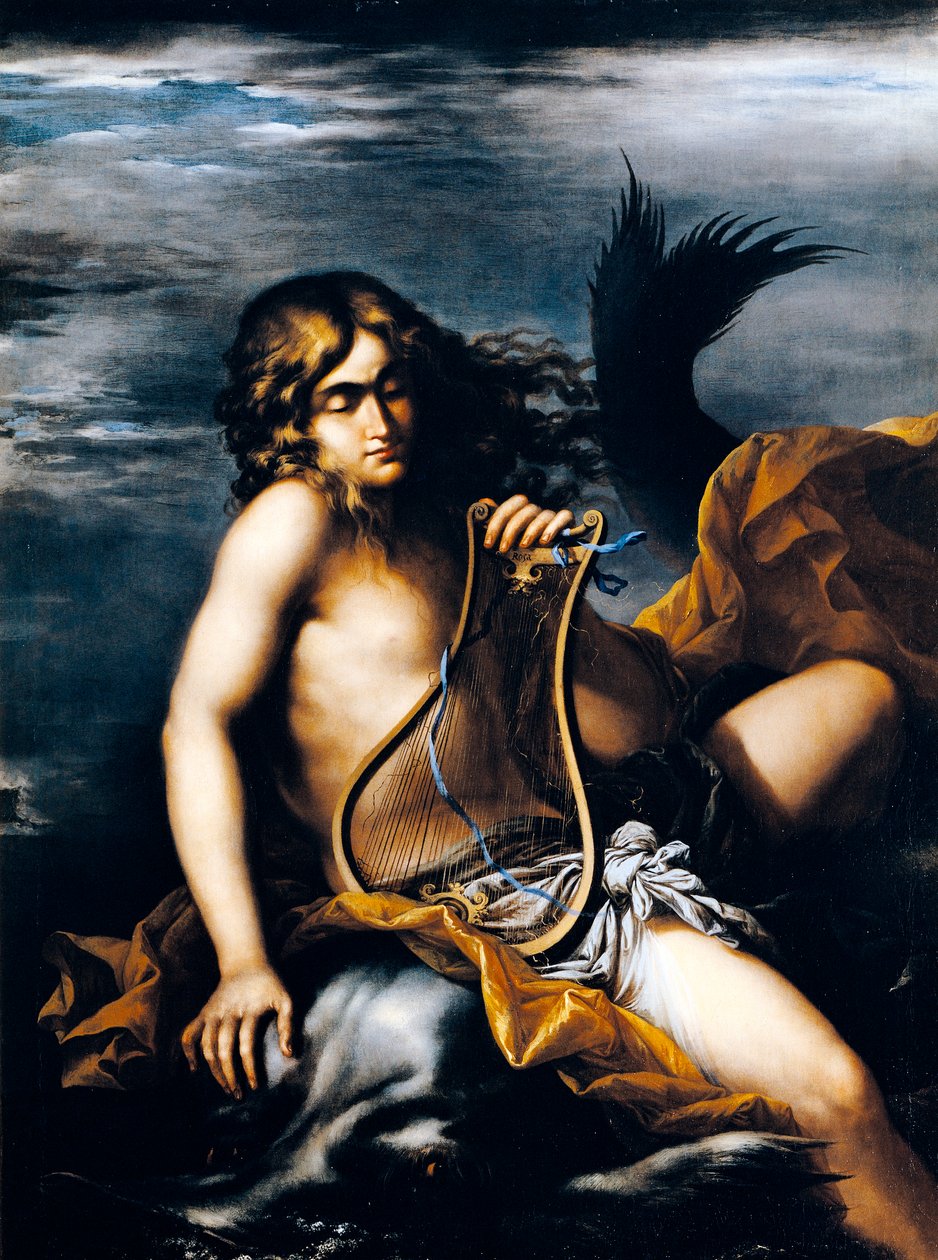 Arion op dolfijn, door Salvator Rosa (1615-1673), olieverf op doek door Salvator Rosa