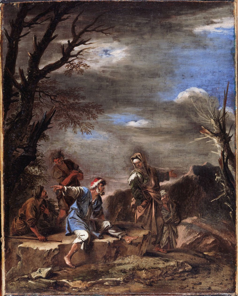 Landschap met figuren door Salvator Rosa