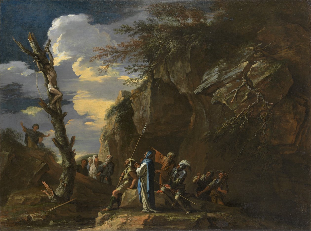 De kruisiging van Polycrates, ca. 1664 door Salvator Rosa
