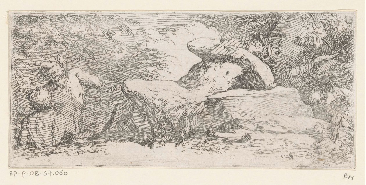 Sater met een panfluit door Salvator Rosa