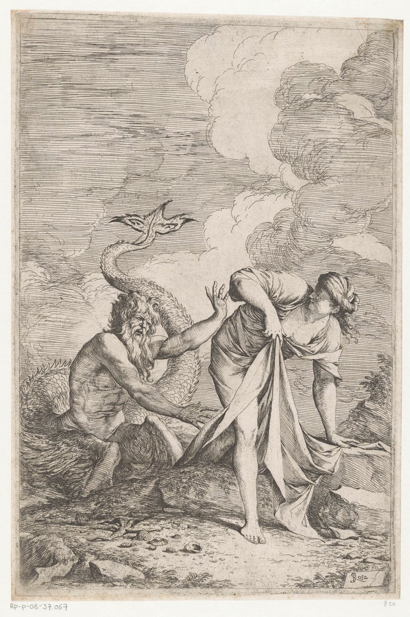Scylla vlucht voor Glaucus door Salvator Rosa