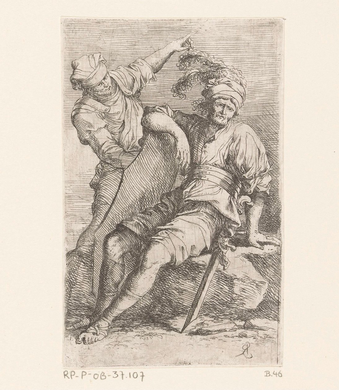 Twee soldaten door Salvator Rosa