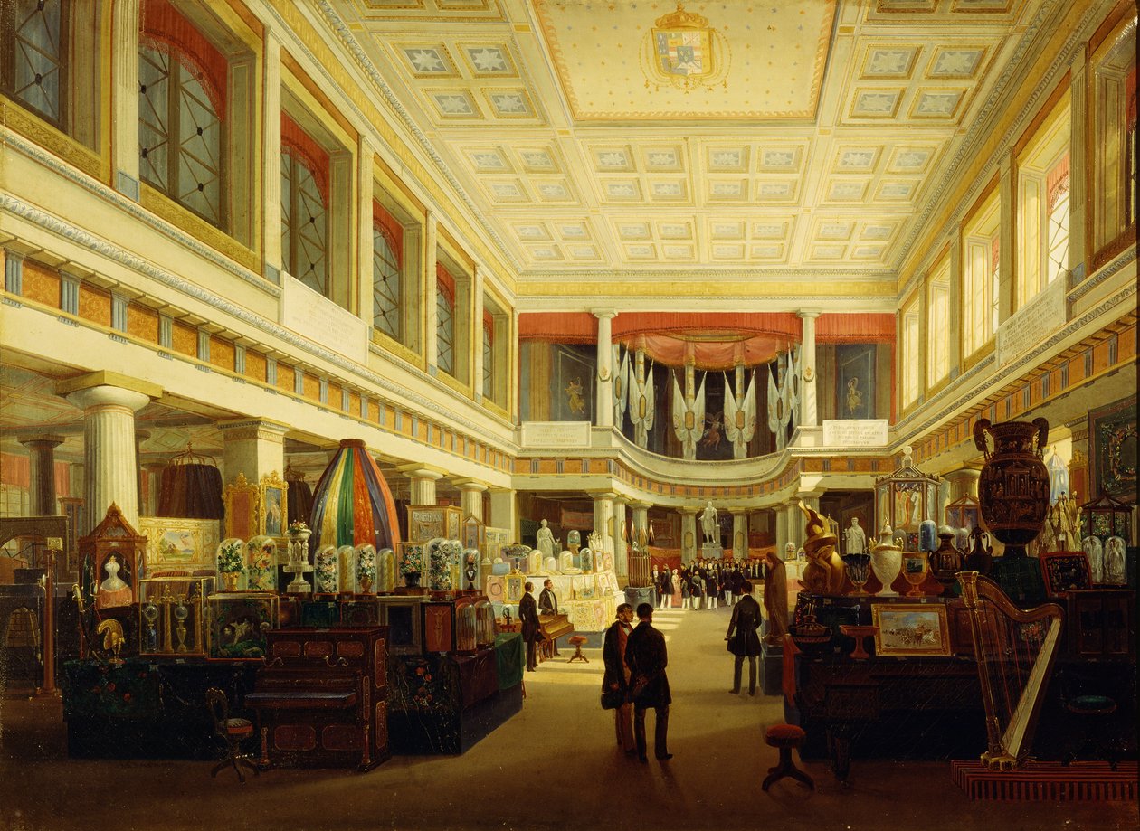 Eerste industriële tentoonstelling in Napels in Sala Tarsia in 1854 door Salvatore Fergola