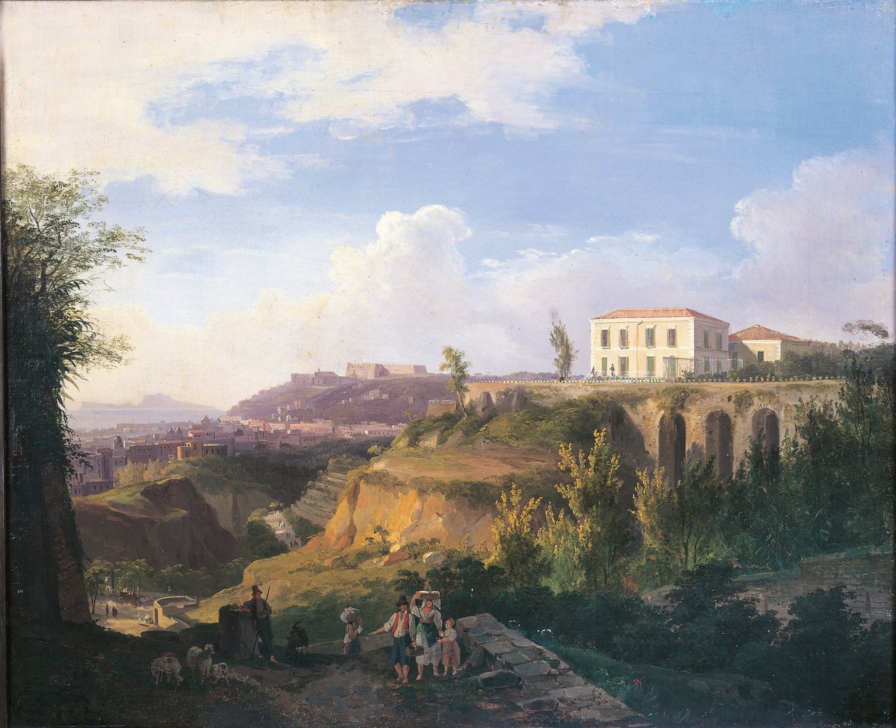 Italië, Napels, Uitzicht op Villa Ruffo landgoed in Capodimonte door Salvatore Fergola