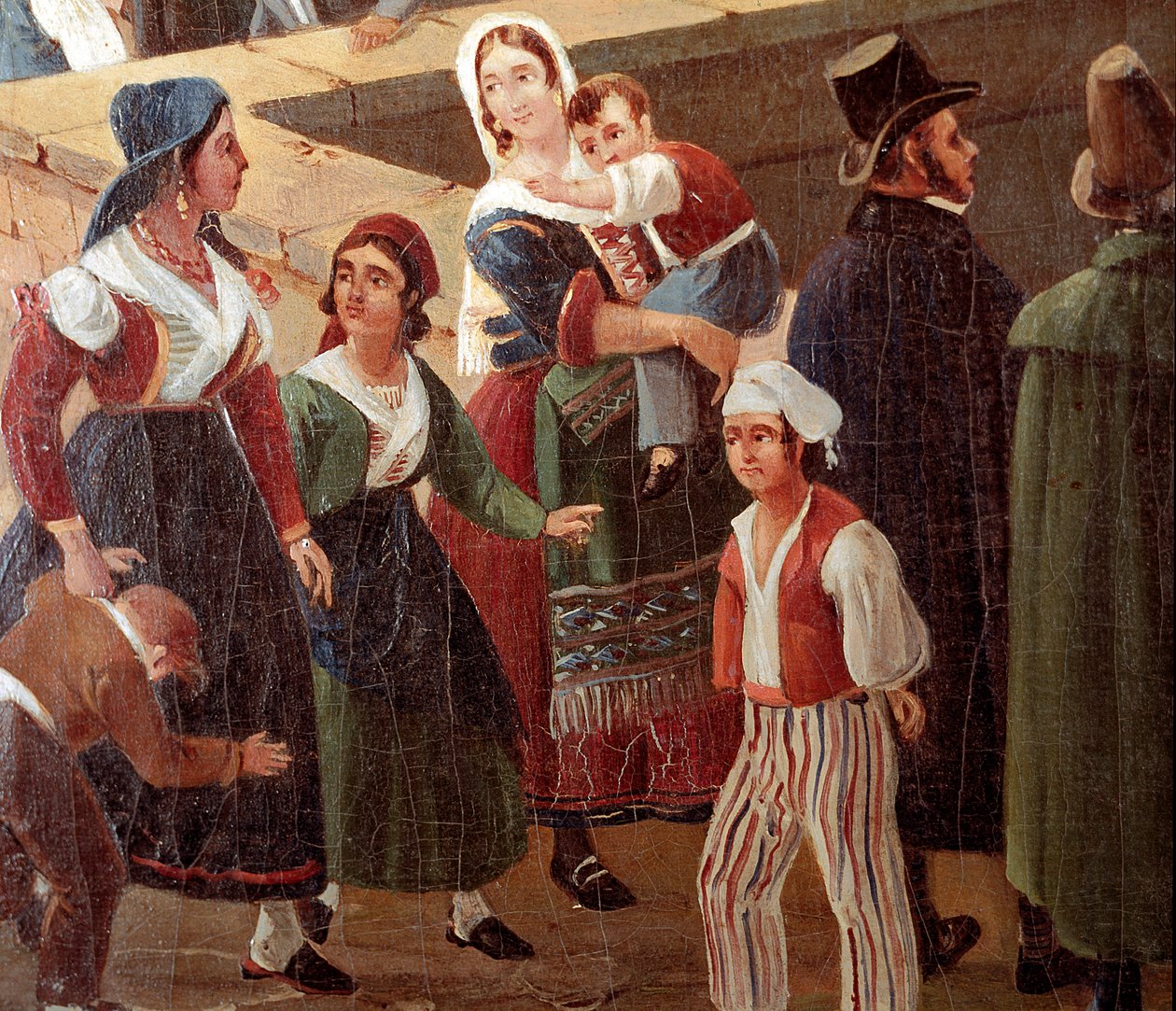 Traditionele Napolitaanse kostuums: gewone mensen (detail) door Salvatore Fergola