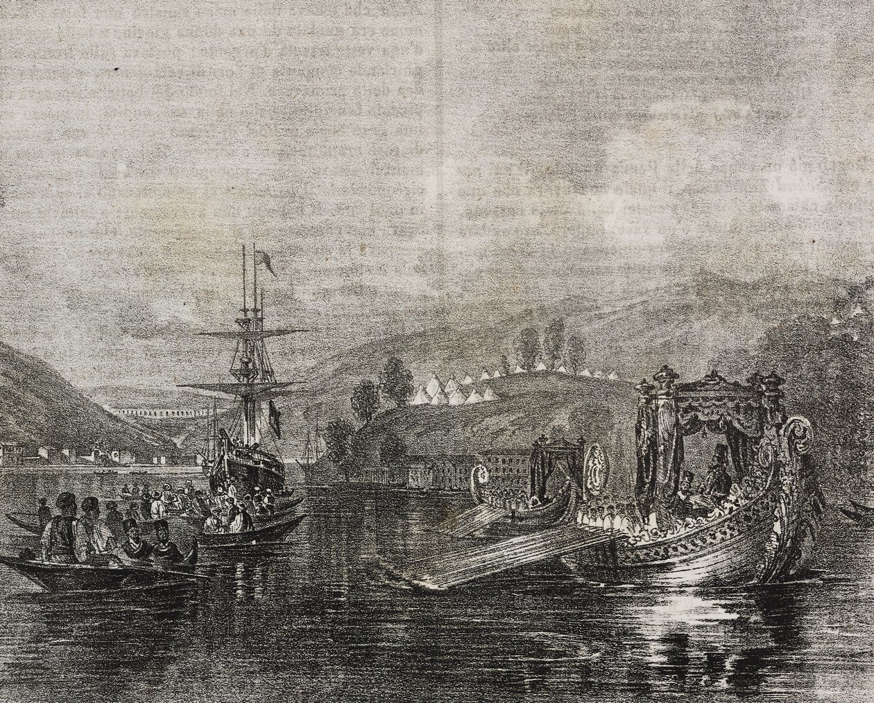 Buyukdere Vallei en Baghtche-keui aquaduct, Turkije, lithografie uit Poliorama Pittoresco, nr. 40, 11 mei door Salvatore Puglia