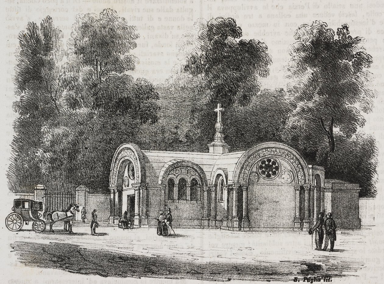 Koninklijke Kapel van Sint Ferdinand, Sablonville, Frankrijk, lithografie uit Poliorama Pittoresco, nr. 13, 4 november door Salvatore Puglia