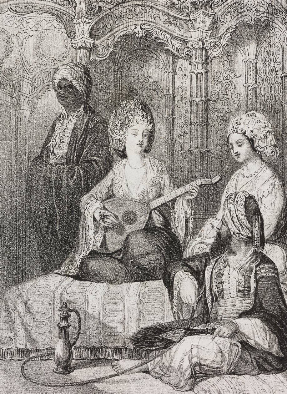 Harem in het Oosten, lithografie door Salvatore Puglia uit Poliorama Pittoresco, nr. 2, 19 augustus door Salvatore Puglia
