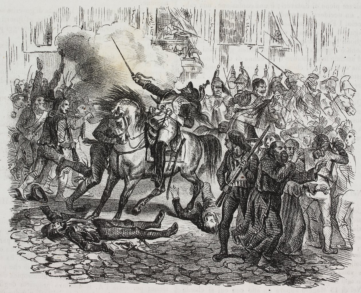 Opstand van Madrid, lithografie door Salvatore Puglia uit Geschiedenis van Napoleon door Cesare Malpica (1804-1848) uit Poliorama Pittoresco, nr. 47, 1 juli door Salvatore Puglia