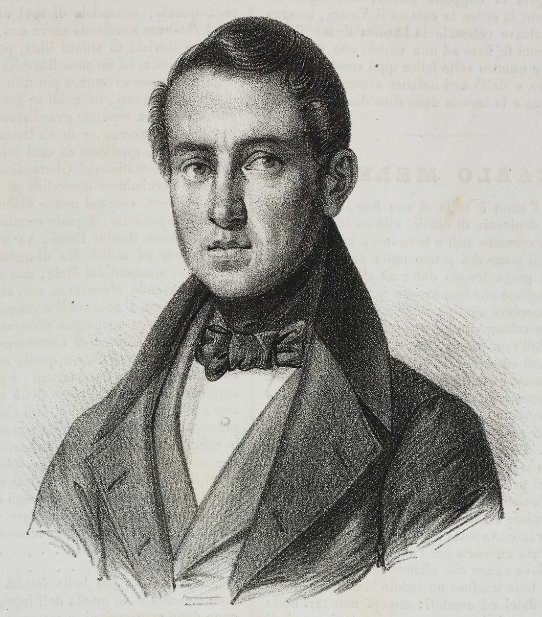 Portret van Carlo Mele (1792-1841), lithografie door Salvatore Puglia uit Poliorama Pittoresco, nr. 15, 20 november door Salvatore Puglia