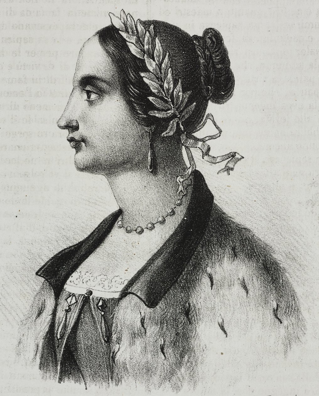 Portret van Laura Bassi Veratti (1711-1778), Italiaanse natuurkundige en academicus, lithografie door Salvatore Puglia uit Poliorama Pittoresco, nr. 4, 4 september door Salvatore Puglia