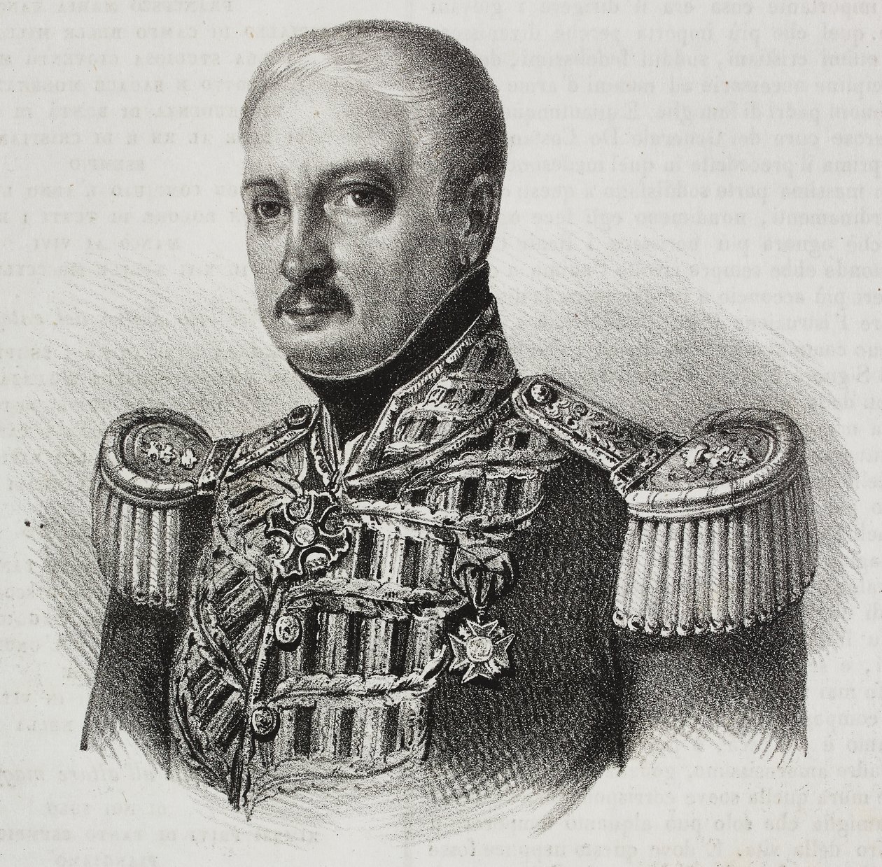 Portret van maarschalk Francesco Maria Tanchi (1773-1843), lithografie uit Poliorama Pittoresco, nr. 46, 24 juni door Salvatore Puglia