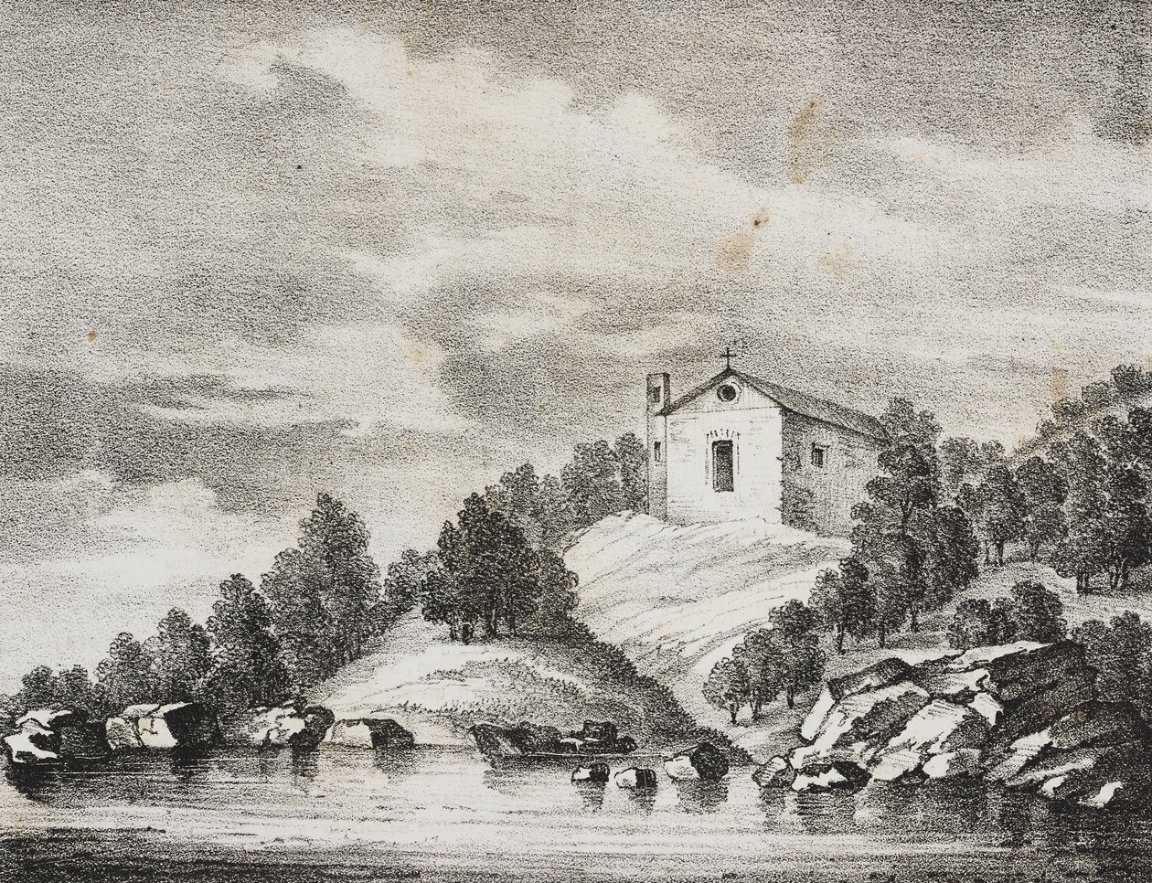 Heiligdom van Peschici, Apulië, Italië, lithografie uit Poliorama Pittoresco, nr. 51, 27 juli door Salvatore Puglia