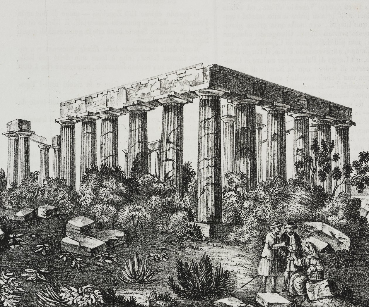 Tempel van Apollo op de berg Panellenius, Griekenland, lithografie door Salvatore Puglia uit Poliorama Pittoresco, nr. 40, 14 mei door Salvatore Puglia