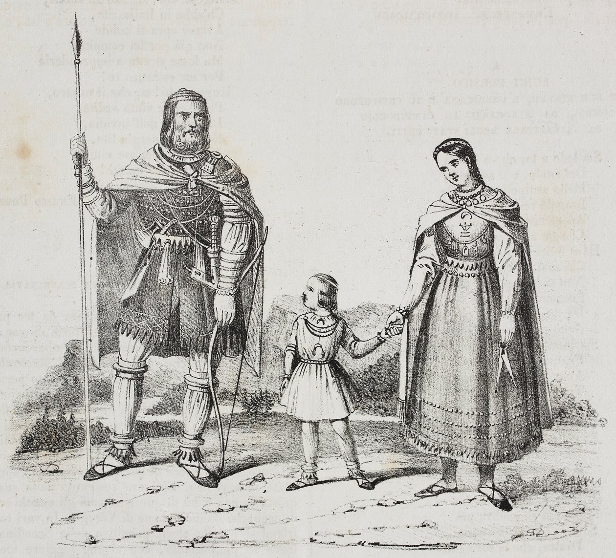 Varangians, volk van het Scandinavisch Schiereiland, lithografie uit Poliorama Pittoresco, nr. 42, 27 mei door Salvatore Puglia