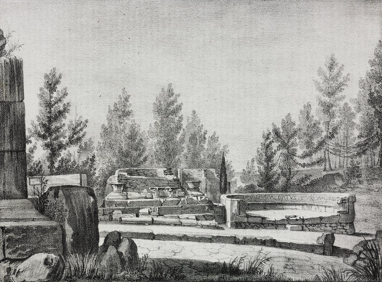 Uitzicht op de ruïnes van Pompeii, Campania, Italië, lithografie door Salvatore Puglia uit Poliorama Pittoresco, nr. 7, 25 september door Salvatore Puglia